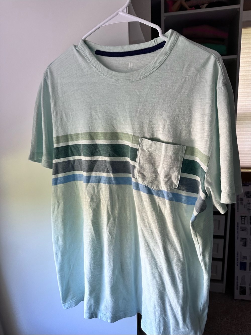 GAP Men’s Mint Green Stripe Pocket Tee